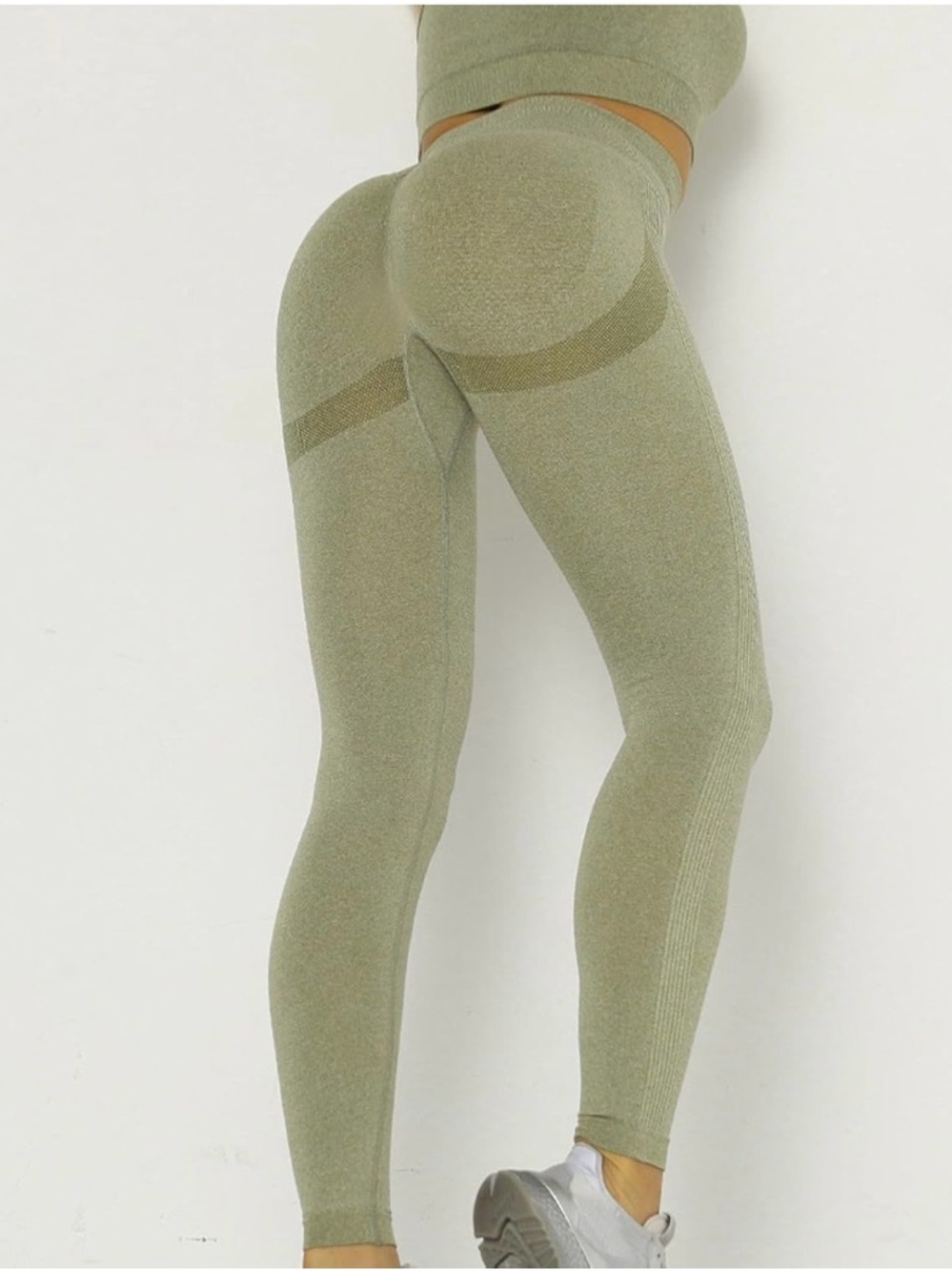 Seamless High-Waist Sculpting Leggings - Olive Green